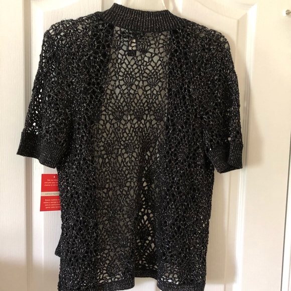Cable & Gauge Black/Silver Open Crocheted Jacket - Picture 6 of 6